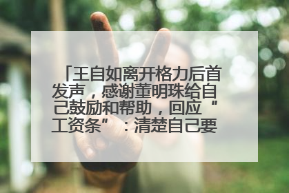 王自如离开格力后首发声，感谢董明珠给自己鼓励和帮助，回应“工资条”：清楚自己要什么，工资条不重要