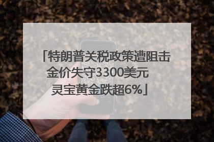 特朗普关税政策遭阻击金价失守3300美元 灵宝黄金跌超6%