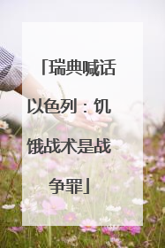 瑞典喊话以色列：饥饿战术是战争罪