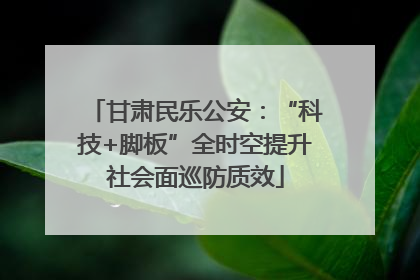 甘肃民乐公安：“科技+脚板”全时空提升社会面巡防质效