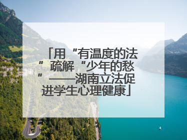 用“有温度的法”疏解“少年的愁”——湖南立法促进学生心理健康