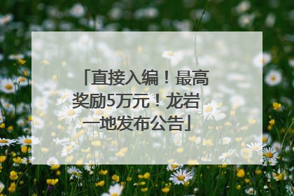 直接入编！最高奖励5万元！龙岩一地发布公告