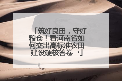 筑好良田，守好粮仓！看河南省如何交出高标准农田建设硬核答卷→