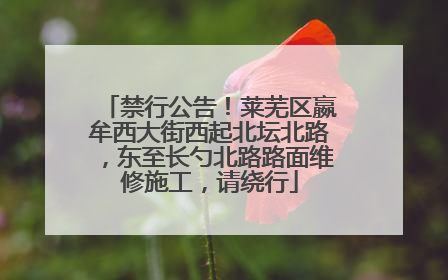 禁行公告！莱芜区嬴牟西大街西起北坛北路，东至长勺北路路面维修施工，请绕行
