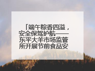 端午粽香四溢，安全保驾护航——东平大羊市场监管所开展节前食品安全专项检查