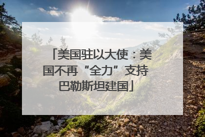 美国驻以大使：美国不再“全力”支持巴勒斯坦建国
