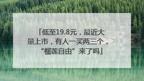低至19.8元，最近大量上市，有人一买两三个，“榴莲自由”来了吗