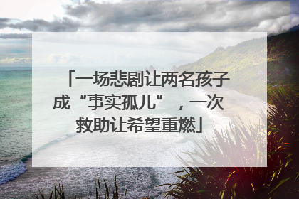 一场悲剧让两名孩子成“事实孤儿”，一次救助让希望重燃