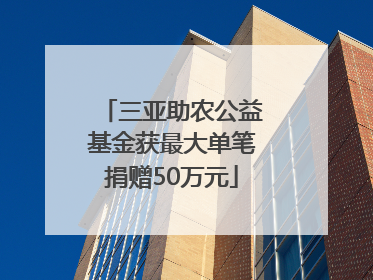 三亚助农公益基金获最大单笔捐赠50万元
