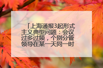 上海通报3起形式主义典型问题：会议过多过频，个别分管领导在某一天同一时段需参加3个会议