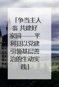 争当主人翁 共建好家园——平利县以党建引领基层善治的生动实践