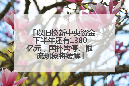 以旧换新中央资金下半年还有1380亿元，国补暂停、限流现象将缓解