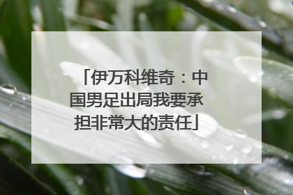 伊万科维奇：中国男足出局我要承担非常大的责任