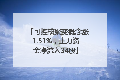 可控核聚变概念涨1.51%，主力资金净流入34股