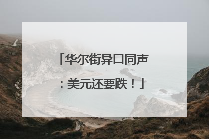 华尔街异口同声：美元还要跌！