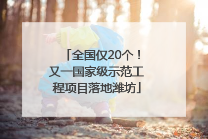 全国仅20个！又一国家级示范工程项目落地潍坊