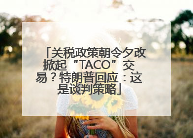 关税政策朝令夕改掀起“TACO”交易？特朗普回应：这是谈判策略