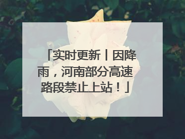实时更新丨因降雨，河南部分高速路段禁止上站！