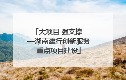 大项目 强支撑——湖南建行创新服务重点项目建设
