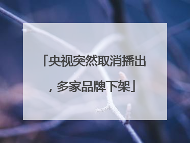 央视突然取消播出，多家品牌下架