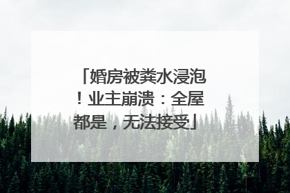 婚房被粪水浸泡！业主崩溃：全屋都是，无法接受