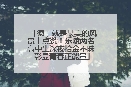 德，就是最美的风景丨点赞！乐陵两名高中生深夜拾金不昧 彰显青春正能量