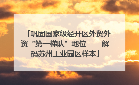 巩固国家级经开区外贸外资“第一梯队”地位——解码苏州工业园区样本