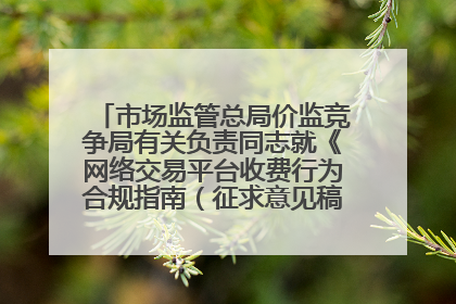 市场监管总局价监竞争局有关负责同志就《网络交易平台收费行为合规指南（征求意见稿）》答记者问