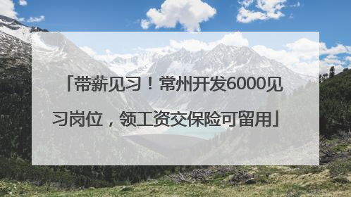 带薪见习！常州开发6000见习岗位，领工资交保险可留用