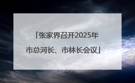 张家界召开2025年市总河长、市林长会议
