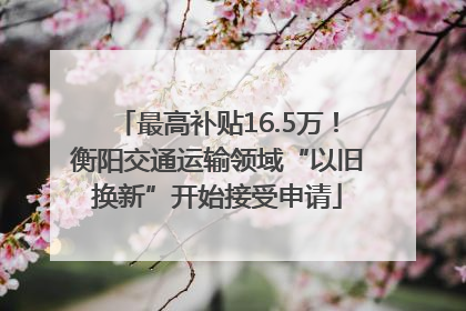 最高补贴16.5万！衡阳交通运输领域“以旧换新”开始接受申请