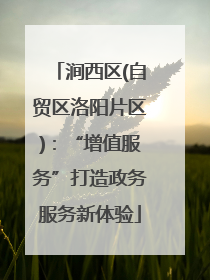 涧西区(自贸区洛阳片区)：“增值服务”打造政务服务新体验