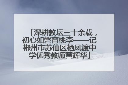 深耕教坛三十余载，初心如磐育桃李——记郴州市苏仙区栖凤渡中学优秀教师黄辉华