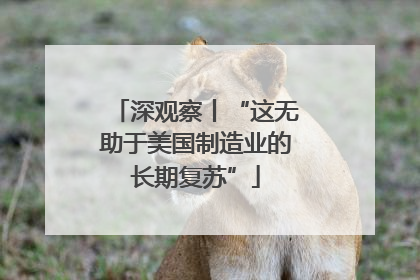 深观察丨“这无助于美国制造业的长期复苏”