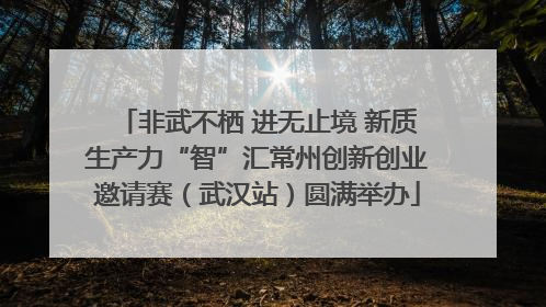非武不栖 进无止境 新质生产力“智”汇常州创新创业邀请赛（武汉站）圆满举办