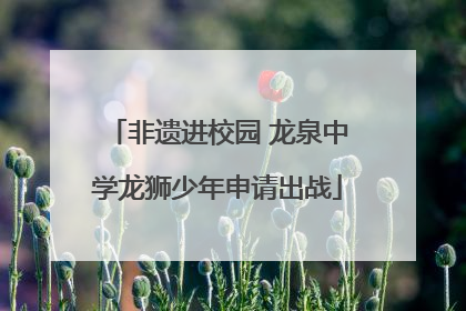 非遗进校园 龙泉中学龙狮少年申请出战