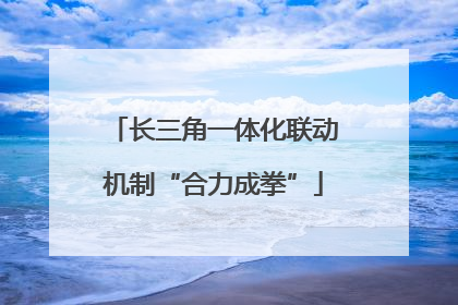 长三角一体化联动机制“合力成拳”