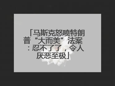 马斯克怒喷特朗普“大而美”法案：忍不了了，令人厌恶至极
