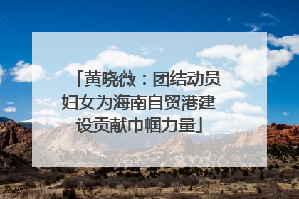 黄晓薇：团结动员妇女为海南自贸港建设贡献巾帼力量