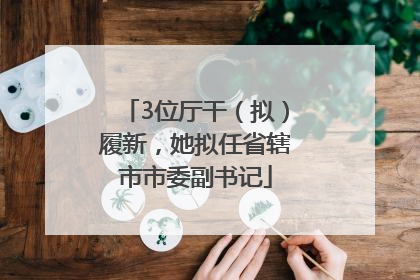 3位厅干（拟）履新，她拟任省辖市市委副书记