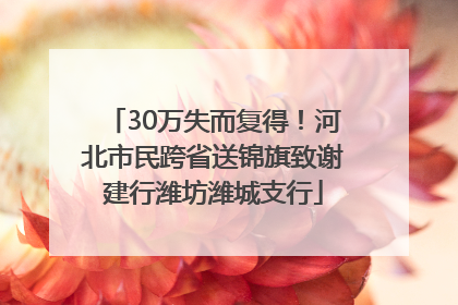 30万失而复得！河北市民跨省送锦旗致谢建行潍坊潍城支行