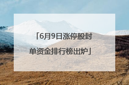 6月9日涨停股封单资金排行榜出炉