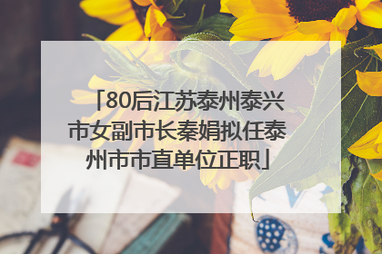 80后江苏泰州泰兴市女副市长秦娟拟任泰州市市直单位正职
